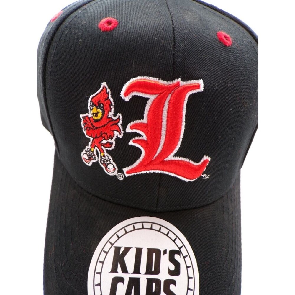 Louisville Boys L Logo Baseball Cap Black Red Kids One Size Official - Picture 2 of 4